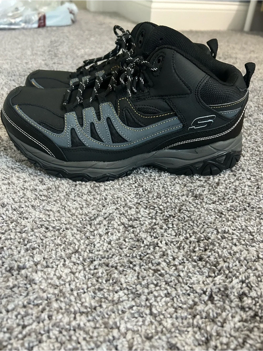 Skechers Men's Black & Gray Lace-Up Steel Toe Boots